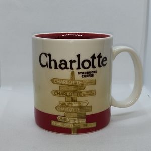 Starbucks 2012 Charlotte Coffee Tea Cup Mug Red Interior 16 oz.